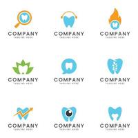 conjunto de diseño de icono de logotipo dental para empresa polivalente vector