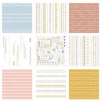 paquete de patrones sin costura vectorial conjunto de fondos de superficie infantil colores personalizados de moda tema hipster de la infancia, paquete de patrones abstractos geométricos de estilo escandinavo para imprimir en papel y tela. vector