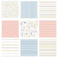 paquete de patrones sin costura vectorial conjunto de fondos de superficie infantil colores personalizados de moda tema hipster de la infancia, paquete de patrones abstractos geométricos de estilo escandinavo para imprimir en papel y tela. vector