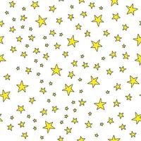 Space planets asteroids rocket ufo meteorite star night sky. Vector seamless pattern. Space travelling flight. Illustration in doodle style. For printing on paper fabric social media post web banner