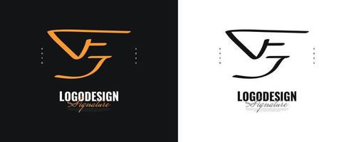 diseño inicial del logotipo f y j con un estilo de escritura elegante y minimalista. logotipo o símbolo de la firma fj para bodas, moda, joyería, boutique e identidad comercial vector