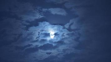 The moon night view with the bright moon in the dark sky at night photo