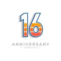 16 Year Anniversary Celebration with Charging Icon Battery for Celebration Event, Wedding, Greeting card, and Invitation Isolated on White Background vector