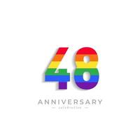 48 Year Anniversary Celebration with Rainbow Color for Celebration Event, Wedding, Greeting card, and Invitation Isolated on White Background vector