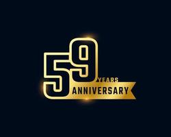 59 Year Anniversary Celebration with Shiny Outline Number Golden Color for Celebration Event, Wedding, Greeting card, and Invitation Isolated on Dark Background vector