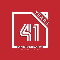 Diseño de estilo de logotipo de celebración de aniversario de 41 años con número vinculado en cuadrado aislado sobre fondo rojo. feliz aniversario saludo celebra evento diseño ilustración vector