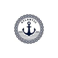 emblema de ancla náutica vintage. elemento de plantilla de diseño de logotipo de barco de insignias marinas de ancla