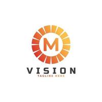 elemento de plantilla de diseño de logotipo de letra m inicial de visión vector