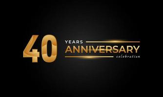 40 Year Anniversary Celebration with Shiny Golden and Silver Color for Celebration Event, Wedding, Greeting card, and Invitation Isolated on Black Background vector