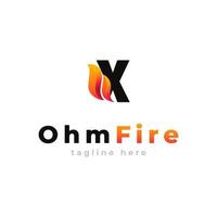 Initial Letter X with Flame Fire Logo Design Inspiration vector