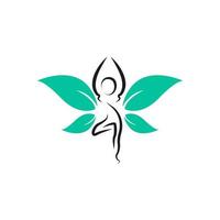 Butterfly Woman with Leaves for Wellness and Healthy Logo Icon Design Template Element vector