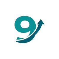 Number 9 Arrow Up Logo Symbol. Good for Company, Travel, Start up, Logistic and Graph Logos vector