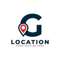 Elegant Letter G Geotag or Location Symbol Logo. Red Shape Point Location Icon. Usable for Business and Technology Logos. Flat Vector Logo Design Ideas Template Element.