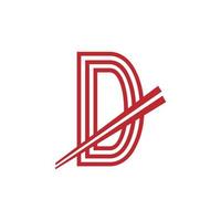 letra d fideos japoneses vector logo símbolo. adecuado para la inspiración del logotipo de los restaurantes japoneses.