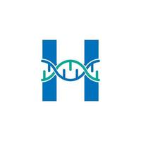 letra inicial h elemento de plantilla de diseño de logotipo de icono de ADN genético. ilustración biológica vector