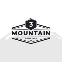 Vintage Emblem Badge Number 3 Mountain Typography Logo for Outdoor Adventure Expedition, Mountains Silhouette Shirt, Print Stamp Design Template Element vector