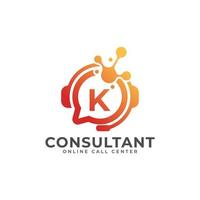 Consulting Logo Icon. Online Consultant Initial Letter K Logo Design Template vector