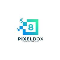 Initial Number 8 Digital Pixel Logo Design. Geometric Shape with Square Pixel Dots. Usable for Business and Technology Logos vector