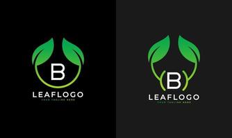 diseño del logotipo de la letra b de la hoja verde de la naturaleza. logotipo de monograma. icono del alfabeto de hojas verdes. utilizable para logotipos comerciales, científicos, sanitarios, médicos y naturales.elemento de plantilla de diseño de logotipo vectorial plano. eps10 vector