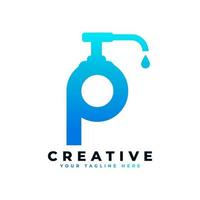 Antibacterial Hand Sanitizer Logo. Initial Letter P with Hand Sanitizer Logo. vector