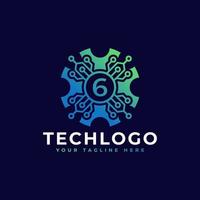 Technology Number 6 Logo Design Template Element. vector