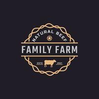 Classic Vintage Retro Label Badge Emblem Cattle, Angus, Beef Family Farm Logo Design Inspiration vector