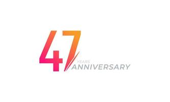 Vector de celebración de aniversario de 47 años. saludo de feliz aniversario celebra ilustración de diseño de plantilla