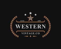 Vintage Retro Badge for Western Country Emblem Texas Logo Design Template Element vector