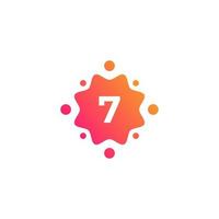 Smart and Creative Number 7 Logo Design Template with  Dots or Points. Geometric Dot Circle Science Medicine Sign. Universal Energy Tech Planet Star Atom Vector Icon Element