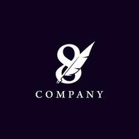 Number 8 with Feather Quill Pen Notary Writer Journalist Logo Design Inspiration