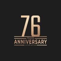 76 Year Anniversary Celebration with Thin Number Shape Golden Color for Celebration Event, Wedding, Greeting card, and Invitation Isolated on Dark Background vector