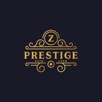 Letter Z Luxury Logo Flourishes Calligraphic Elegant Ornament Lines. Business sign, Identity for Restaurant, Royalty, Boutique, Cafe, Hotel, Heraldic, Jewelry and Fashion Logo Design Template vector