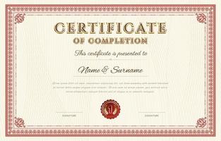 Certificate of Completion for School Graduation Template vector