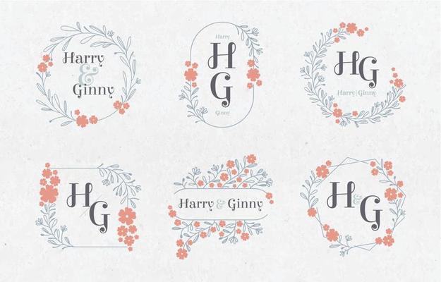 Floral Wedding Monograms Set