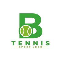 Letter B with Tennis Logo Design. Vector Design Template Elements for Sport Team or Corporate Identity.