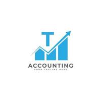 Initial Letter T Chart Bar Finance Logo Design Inspiration vector