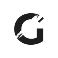 Letter G Logo with White Slash Brush in Black Color Vector Template Element