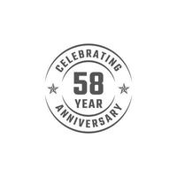 58 Year Anniversary Celebration Emblem Badge with Gray Color for Celebration Event, Wedding, Greeting card, and Invitation Isolated on White Background vector