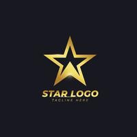 Golden Star Logo Vector Design Template in elegant Style with Black Background