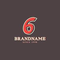 Retro Number 6 Logo in Vintage Western Style with Double Layer. Usable for Vector Font, Labels, Posters etc