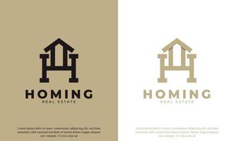 Initial Letter H with House Icon for Real Estate Property Logo Design Template Element vector