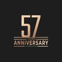 57 Year Anniversary Celebration with Thin Number Shape Golden Color for Celebration Event, Wedding, Greeting card, and Invitation Isolated on Dark Background vector