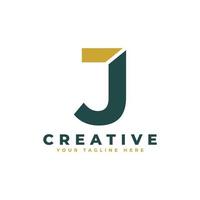 Modern Initial Letter J Logo. Gold and Green Geometric Shape. Usable for Business and Branding Logos. vector