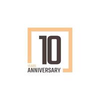 10 Year Anniversary Celebration Vector with Square Shape. Happy Anniversary Greeting Celebrates Template Design Illustration