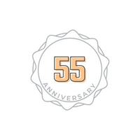 Insignia de vector de celebración de aniversario de 55 años. saludo de feliz aniversario celebra ilustración de diseño de plantilla