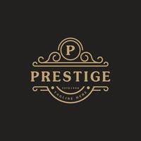 Letter P Luxury Logo Flourishes Calligraphic Elegant Ornament Lines. Business sign, Identity for Restaurant, Royalty, Boutique, Cafe, Hotel, Heraldic, Jewelry and Fashion Logo Design Template vector