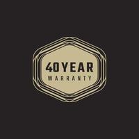 40 Year Anniversary Warranty Celebration with Golden Color for Celebration Event, Wedding, Greeting card, and Invitation Isolated on Black Background vector