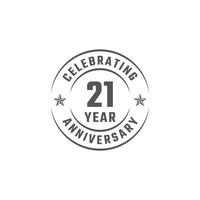 21 Year Anniversary Celebration Emblem Badge with Gray Color for Celebration Event, Wedding, Greeting card, and Invitation Isolated on White Background vector