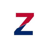 Initial Letter Z Blue and Red Logo. Geometric Shapes Cut Style isolated on White Background vector