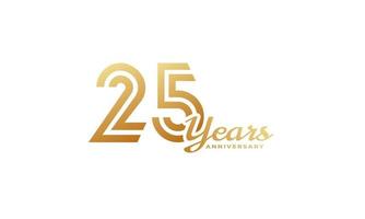 Celebración del aniversario de 25 años con escritura a mano en color dorado para el evento de celebración, boda, tarjeta de felicitación e invitación aislada en fondo blanco vector